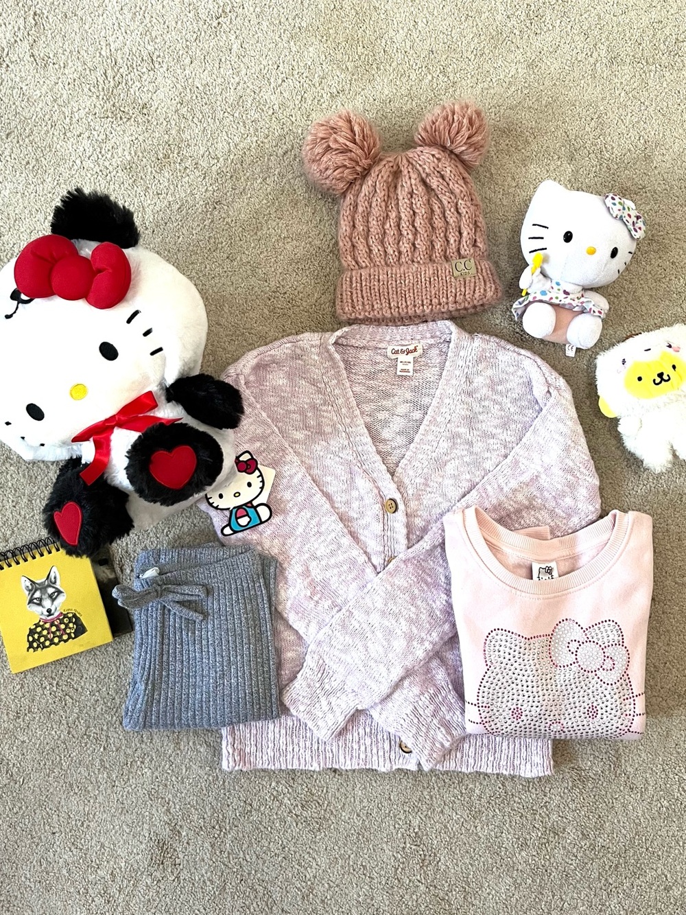 Little Girl 7 Years Old Bundle Hello Kitty Notebook Warm Winter Clothes Hat